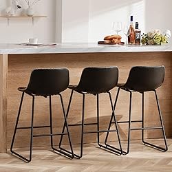 HeuGah Bar Stools Set of 3, 26 Inch Counter Height