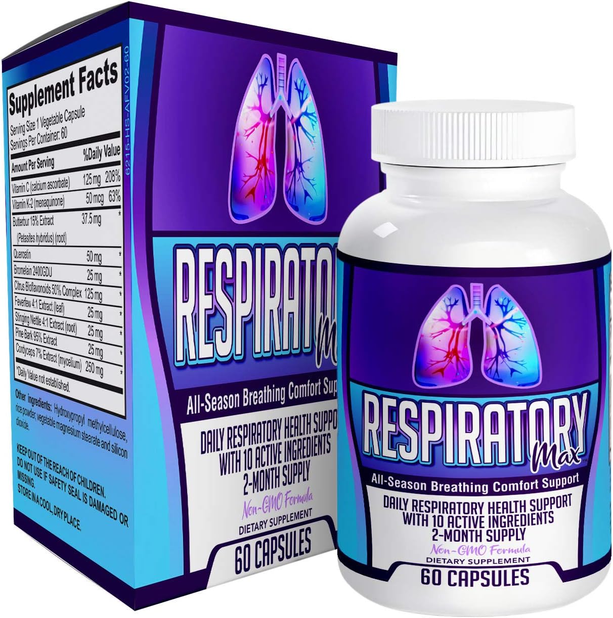 Respiratory-MAX: Respiratory Support Supplement / Lung Health Supplements - 60 Capsules: Health & Personal Care