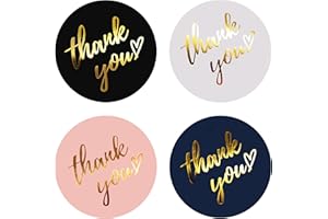 Rattmety 1120Pcs Thank You Stickers - 1 inch Vinyl Sticker Paper Round Gold Foil Heart Sticker Labels 4 Colors Self-Adhesive 