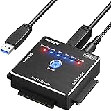 FIDECO SATA/IDE to USB 3.0 Adapter, Hard Drive Adapter Cable for Universal 2.5/3.5 Inch IDE/SATA External HDD SSD, 5.25-Inch 