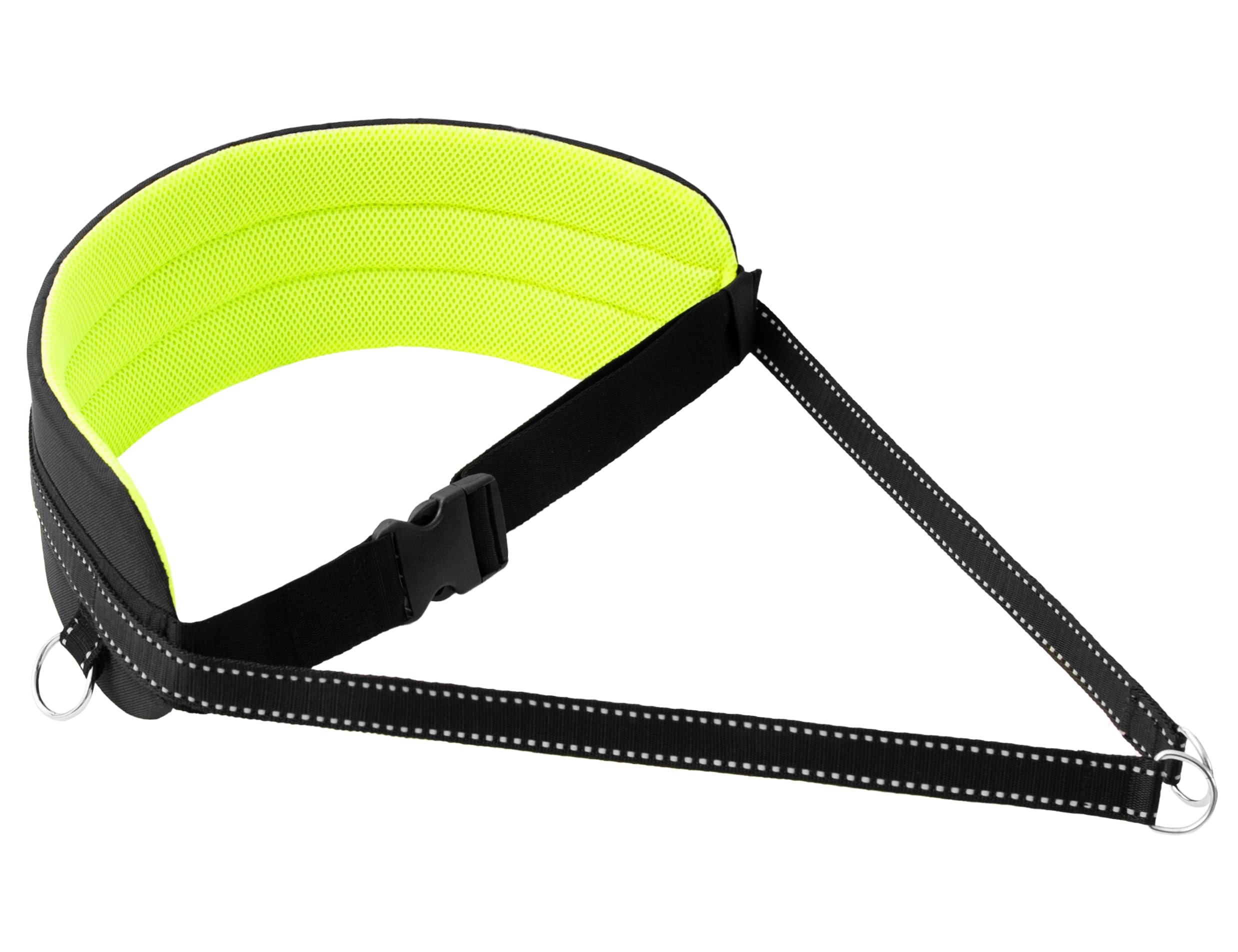 LasaLine Belly Belt for Canicross Dog Trekking Ski Jöring Tours Dog Sports Black Neon Yellow