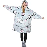 Catalonia Panda Print Oversized Blanket Hoodie Sweatshirt, Wearable Fleece Pullover for Adults Men Women