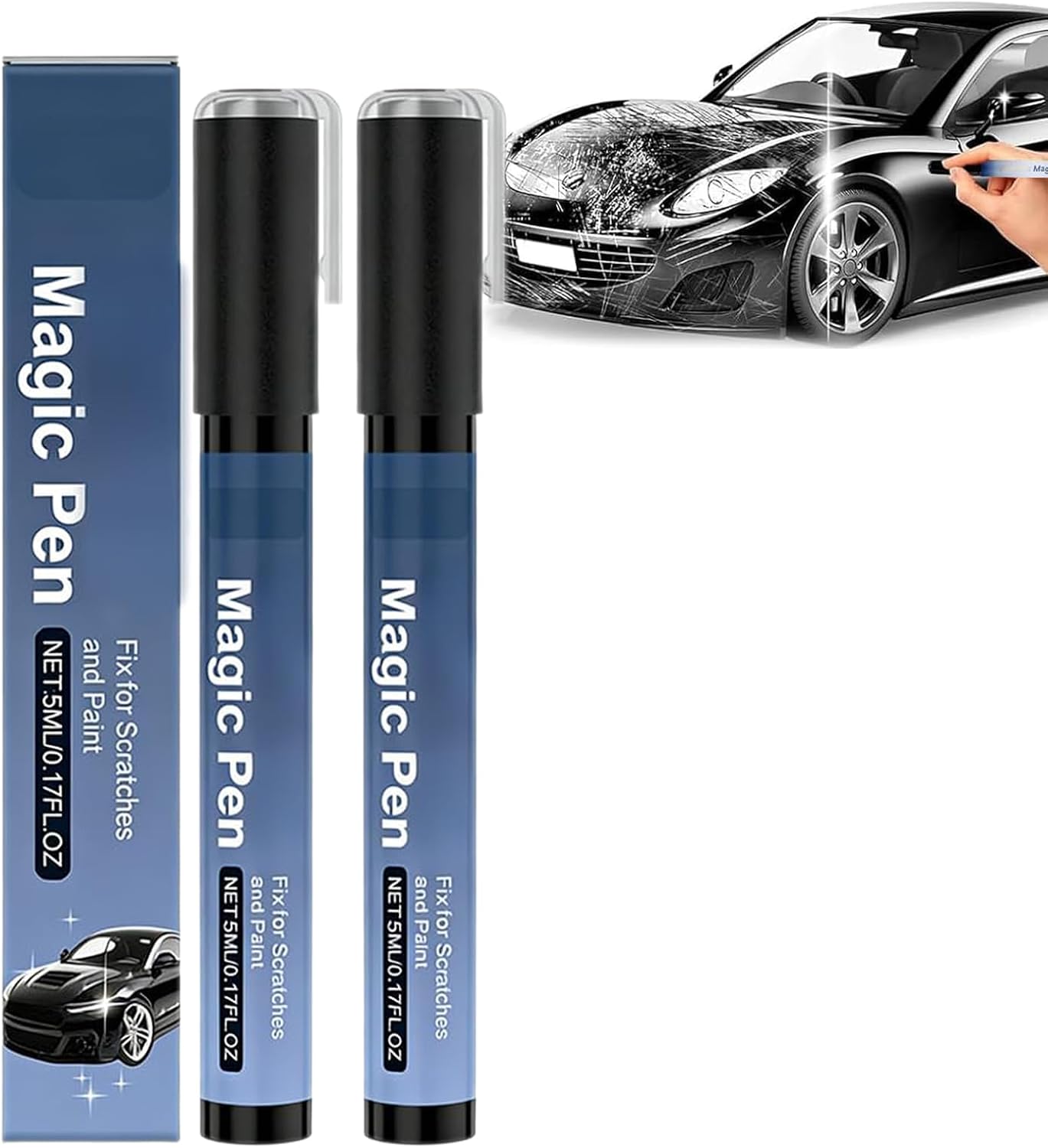 Magic Car Scratch Remover Pen Any Color, Magic Car Scratch Pen, 2026 New Magic Cars Scratch Removal Pens, Weatherproof Touch up Paint Pens, Quick and Easy Fix Auto Repair (2 Set)