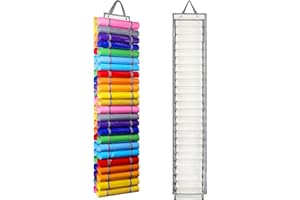 AROUY Vinyl Storage Organizer - Vinyl Roll Holder Wall Mount/Over The Door, Craft Vinyl Storage Rack, Hanging Organizer Storage (48 Compartments, Beige)