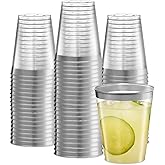 PLASTICPRO Disposable 8 oz Crystal Clear Plastic Tumblers With Silver Rim for Party's & Weddings pack of 50