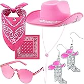 Hercicy 4 Pcs Cowgirl Costume Set Cowboy Hat Sunglasses Bandana Earring Halloween Costume Accessories for Women Cosplay Party