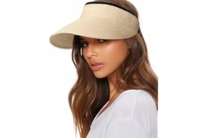 FURTALK Womens Sun Visor Hat Straw Sun Visors for Women Summer Packable Ponytail Beach Hats for Women Travel UPF 80+