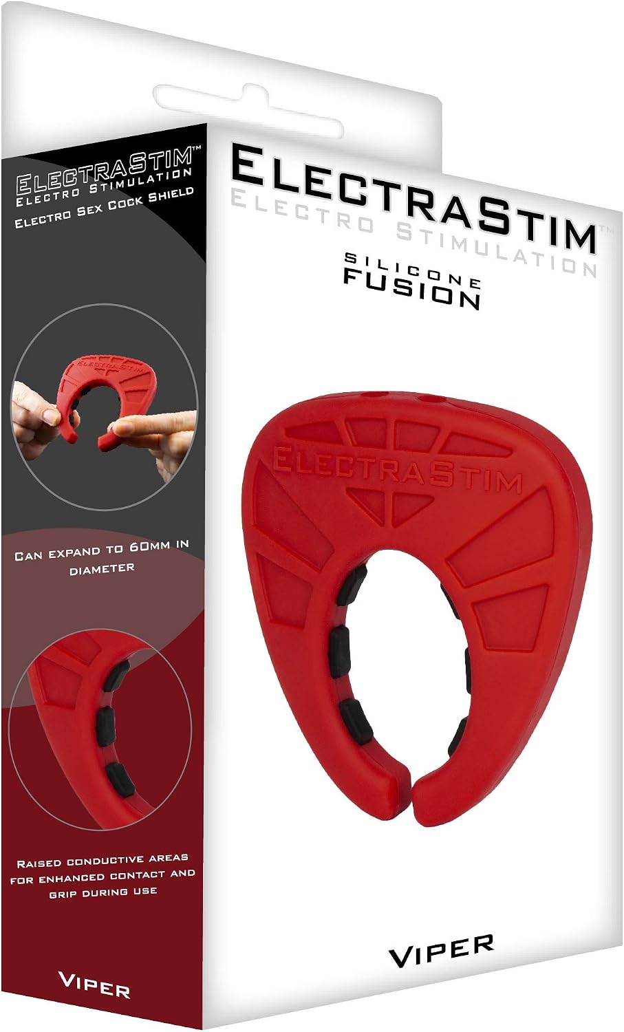 ElectraStim Silicone Fusion Viper Bi-Polar Cock Ring, Black, Multicolor - Image 3