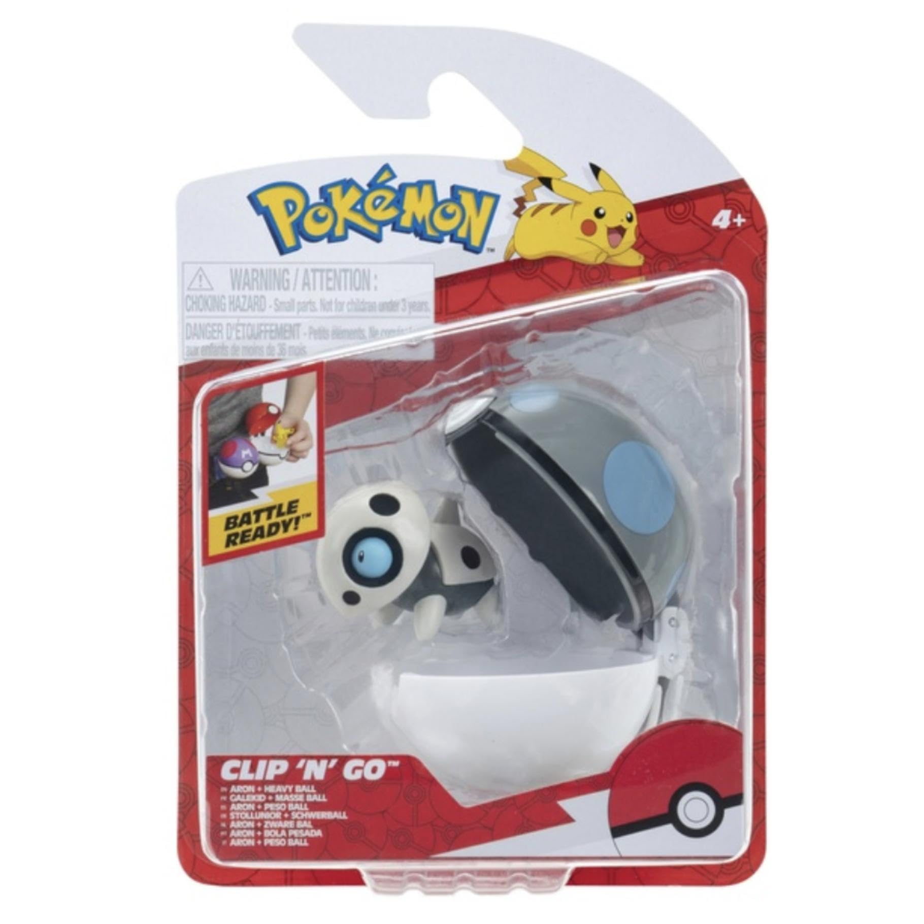 Pokémon PKW4147 - Clip and Go Pokéball - Stollunior and Heavy Ball, Official Pokéball with Movable 5 cm Figure