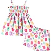 Arshiner Toddler Baby Girls Summer Clothes 2 Piece Outfits Ruffle Hem Camisole & Shorts Set with Pockets Cute Tracksuit 2-8Y
