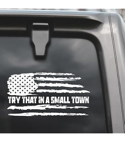 In My Small Town We Don't Back Down Truck Tailgate Decal Sticker Wrap - Vinyl Graphic Decal Bumper Sticker