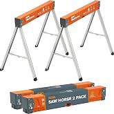BORA Workhorse Saw Horses 2 Pack Folding Heavy Duty Metal Sawhorse | 2700-lb capacity, heavy duty folding metal sawhorses, durable work horse construction, portable compact storage