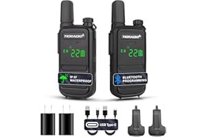 TIDRADIO TD-M11 Walkie Talkies Waterproof IP67 FRS Long Range Two Way Radio with LED Display,NOAA Weather,Walky Talkiy for Industry, Security Work (2 Pack)