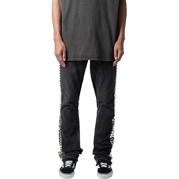 mnml Men's D558 Straight Stripe Denim, Black at Amazon Men's