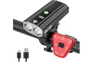 Super Bright Bike Lights for Night Riding, 5+5 Modes USB C Rechargeable LED Bicycle Light Front and Rear, 2000 Lumens Headlig