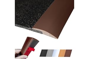 MAXIROC Floor Transition Strip Self Adhesive Carpet Wood Tile Vinyl Flooring Laminate Transition Cover Edge Trim Gap Doorway Threshold for Uneven Floors Heights Within 5 mm (Brunette Brown, 120 inches)