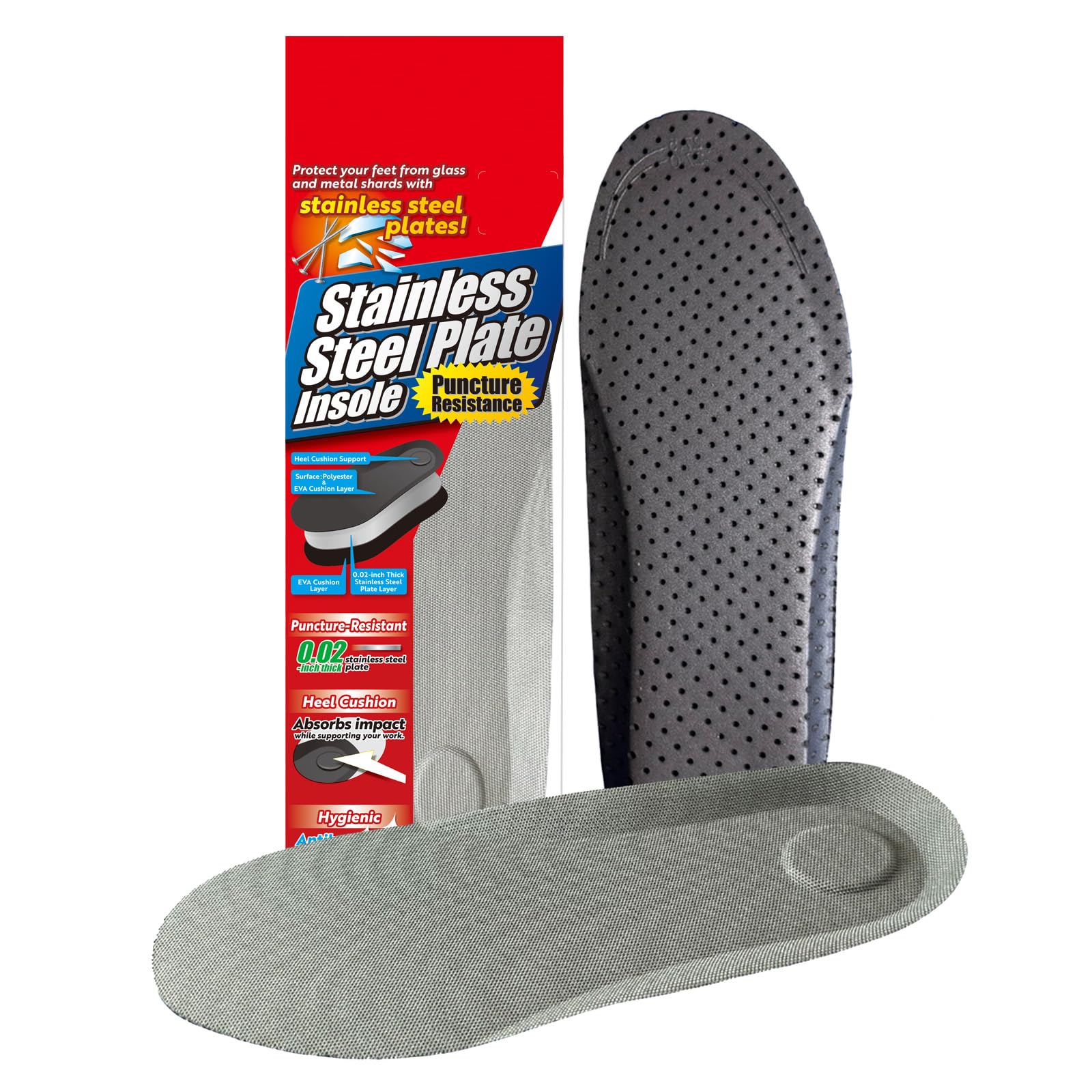 Photo 1 of ???? Puncture Resistant Stainless Steel Insole with Shock-Absorbing Cushion Suitable for Work Boots and Safety Shoes (Size 3XL: 11.8–12.2 inches)