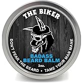 Badass Beard Care Beard Balm - The Biker Scent, 2 oz - All Natural Ingredients, Keeps Beard and Mustache Full, Soft and Healthy, Reduce Itchy and Flaky Skin, Promote Healthy Growth