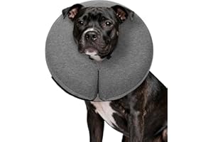 MIDOG Inflatable Dog Cone Collar – Soft Dog Cone Alternative After Surgery, Comfortable Recovery Neck Donut ECollar for Small Medium & Large Dogs and Cats to Stop Licking & Vision-Friendly (Grey,L)