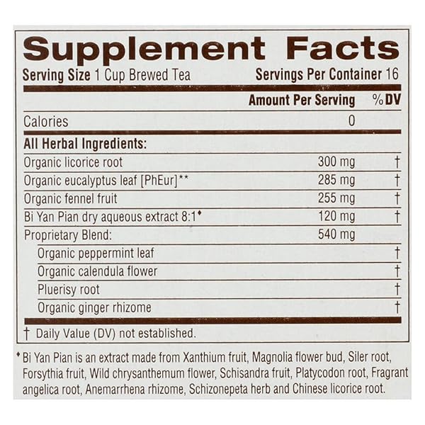 TRADITIONAL MEDICINALS CAFFEINE FREE BREATHE EASY HERBAL TEA, 16 TEA BAGS PER PACK – 1 EACH.