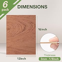Rowood 6 Pack Bubinga Plywood 1/8,12x16x1/8inch,3mm