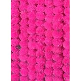 Krati Exports 5 PC - 5 feet Marigold Garland |Indian/American Wedding Party Mantle Decoration, Faux Garlands Wedding Garland, Diwali Decoration, Spring Bush Floral! (Light Pink)