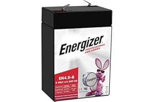 Energizer EN4.5-6, 6 Volt 4.5 Amp Hr, Long Lasting Sealed Lead Acid AGM Rechargeable Battery Ideal for Use in Kids Ride On, E