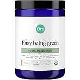 Ora Organic Greens Powder - Vegan, Gluten-Free, Organic Super Greens Drink for Energy and Detox | Antioxidants & Adaptogenic Herbs | 20+ Superfood Greens Blend - Citrus Flavor, 30 Servings