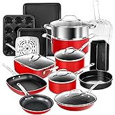 Granitestone 20-Piece Nonstick Pots and Pans Set, Red