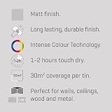 Johnstone's MY colour Luxurious Durable Matt Paint 2.5L Intense Technology view 6