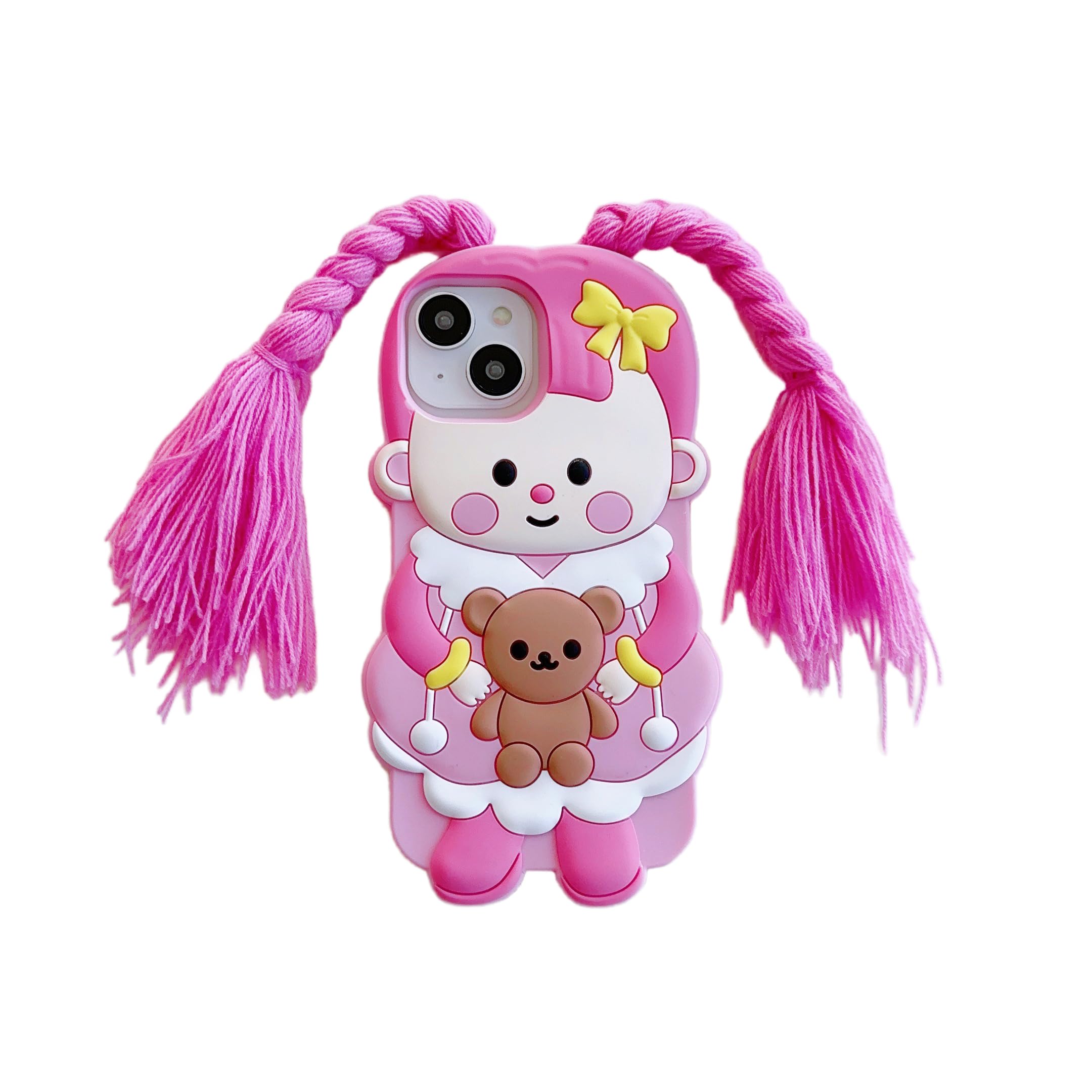 Photo 1 of 3D Girl Case for iPhone 16 6.1",Cartoon Cute Kawaii Lovely Character Girl with Braids Kids Teens Girls Women Soft Silicone Case for iPhone 16 6.1 inch 2024
