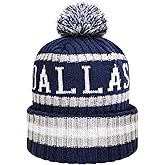 City Football Knit Hat Classic Cuff Winter Beanie Hat with Pom Toque Skull Cap
