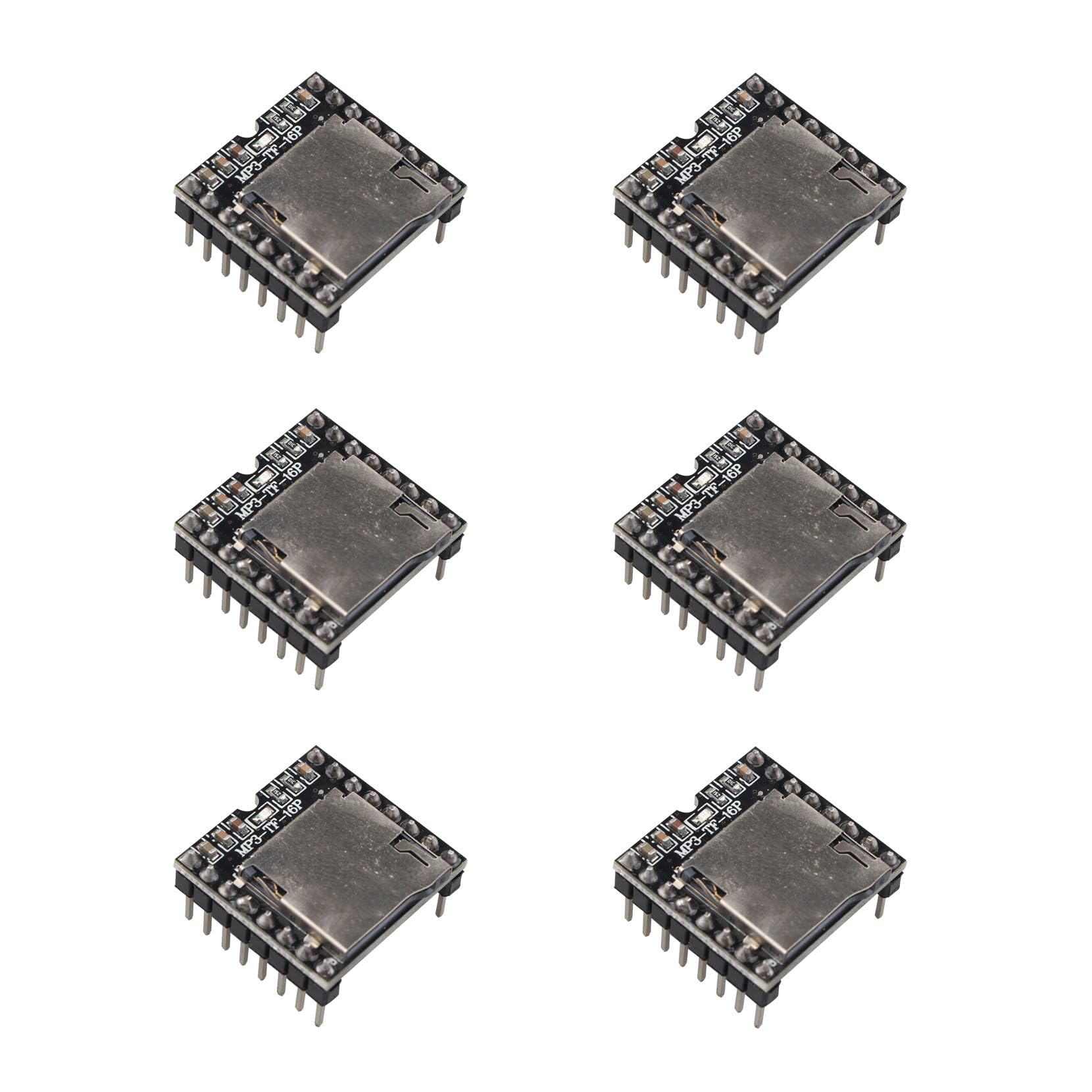 Jopto 6PCS DFPlayer Mini MP3 Player Module Audio Voice Decode Board Shield Supporting TF Card U-Disk IO Serial Port AD 24-bit DAC Output Directly Connect to Speaker Compatible with Arduino