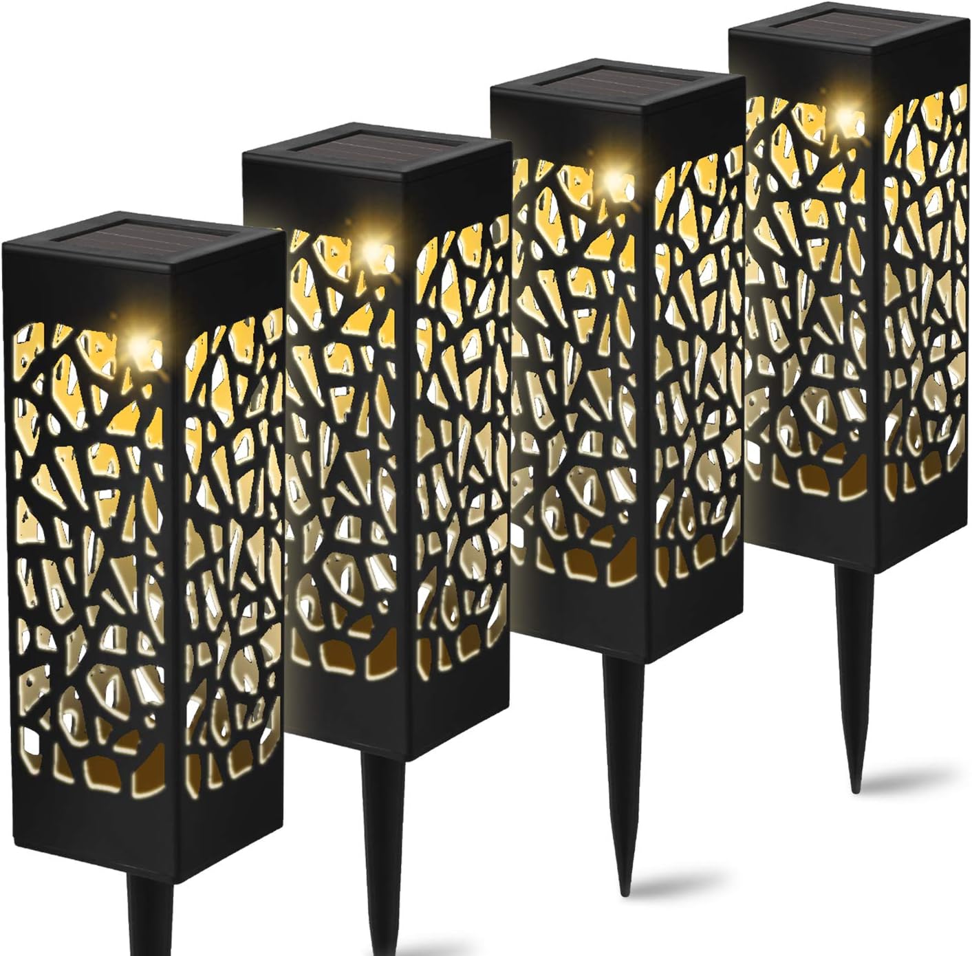 YAOBLUESEA 4 piezas luz solar para jardín, lámpara LED para exteriores