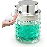 Soap Dispenser with Foam Pump Hand Lotion Dispenser Glass Antislip Shampoo Bathroom Kitchen 9oz