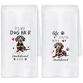 Chicimln Dachshund Dog Kitchen Towels, Weiner Dog Doxie Gifts Decorative Hand Towels for Bathroom, Dachshund Lover Gifts Dish Tea Towel Drying Cloth for Kitchen Decor, 16x24 Inch Set of 2