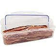 TriPi Plastic Storage Container for 2lbs Cooked or Uncooked Bacon, Meat, Food - Fresh Seal - Refrigerator, Freezer, Dishwasher, and Microwave Safe. Food Grade BPA Free