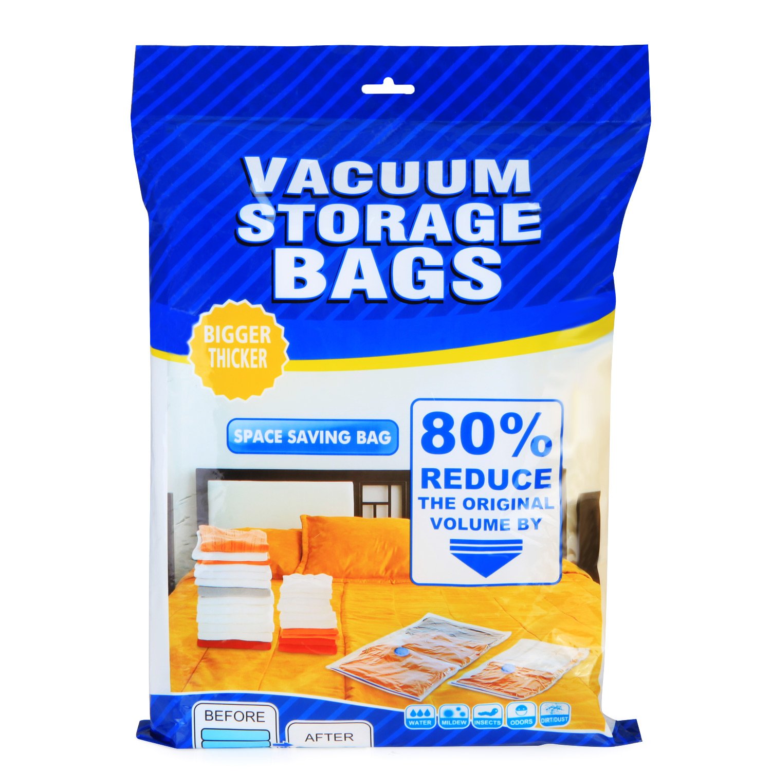 Makife Space Save Bags Vacuum Storage Bags Cloth Towel Pillow Blanket Travel 1 Free Hand Pump Save 80% Space Compression Works with Any Vacuum Cleaner 5 Pack, 32 40 inches