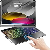 NOKBABO Keyboard Case for iPad 10/11th A16, iPad Air 11(M4/M3/M2) | For iPad Pro 11", Air 5/4th, Multi-Touch Trackpad, 360&deg; Swivel, Rainbow Backlit, Pencil Holder - Matt Black