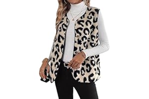 BXCZEDW Leopard Jackets for Women Cheetah Vest Fashion Animal Print Vest Women Fuzzy V Neck Sleeveless Cardigans Coat
