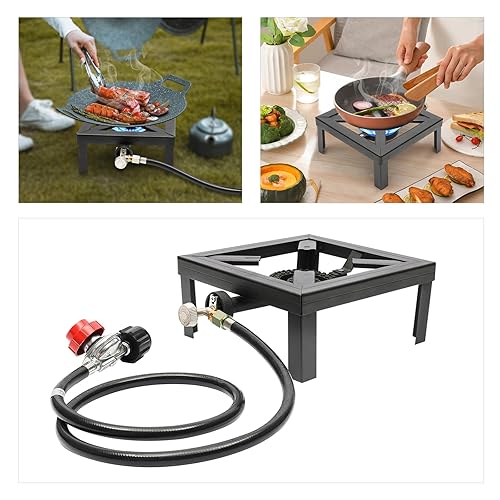 Gas Stove Portable Gas Burner, Camp Stove Single Burner Propane Stove  Burner with Adjustable 0-20Psi Regulator Hose, Outdoor Portable Stove for 