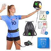 MOTOMY VolleyPal Volleyball Training Equipment Solo Rebounder Trainer Kit | Returns every serve so girls &amp; boys chase less. Soft neoprene pouch, adjustable waistband, extendable cord, gift-ready box