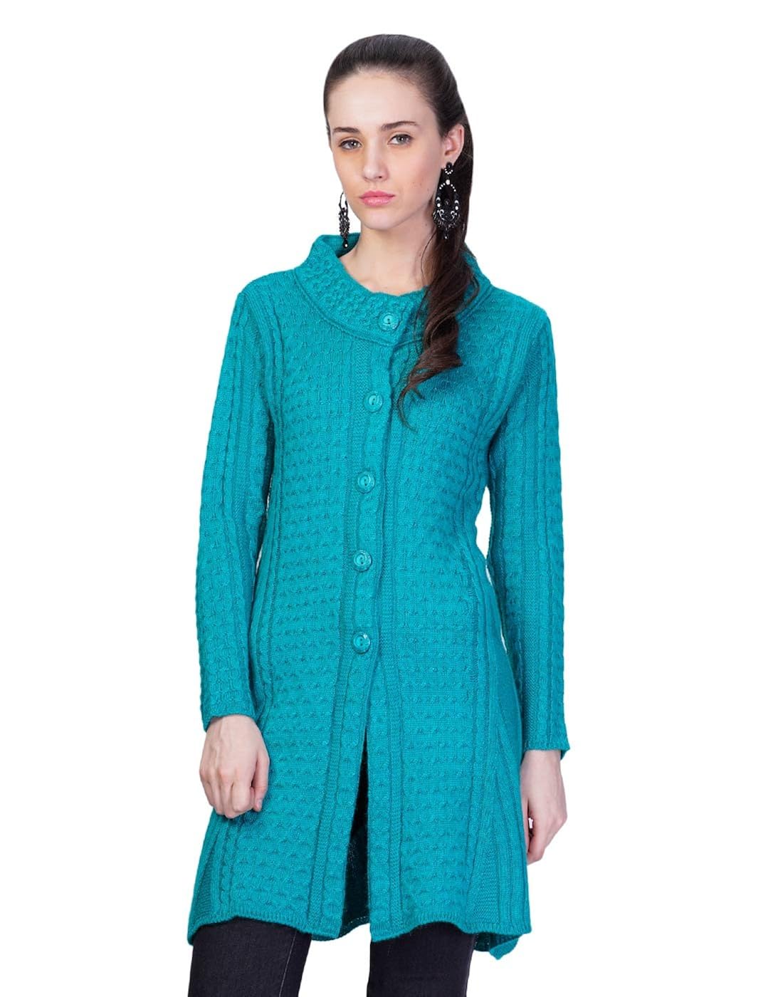 montrex acro wool winter long coat for women, girls blue