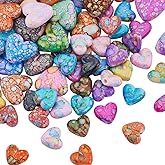 SUNNYCLUE 1 Box 80Pcs 2 Sizes 3D Heart Beads Acrylic Hearts Beads Bulk Random Mixed Colorful Valentine Love Shaped Patterned Loose Spacers for Jewelry Making Bracelet Necklace DIY Craft Accessories