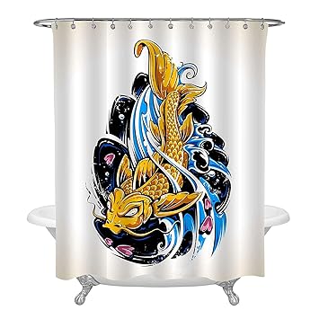 Amazon Com Mitovilla Retro Koi Fish Shower Curtain For Asian Home