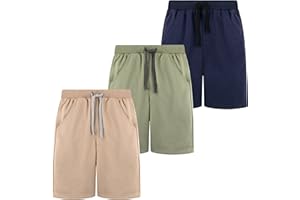BIG ELEPHANT Kids Shorts, Boys Athletic Shorts with Pockets and Drawstring for Age 4-16 Years