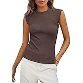 PRETTYGARDEN Women's Ribbed Tank Tops 2026 Summer Cap Sleeve Slim Fitted Knit Basic Casual Tee Shirts Trendy Fashion Clothes