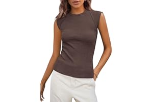 PRETTYGARDEN Women's Ribbed Tank Tops 2025 Summer Cap Sleeve Slim Fitted Knit Basic Casual Tee Shirts Trendy Fashion Clothes