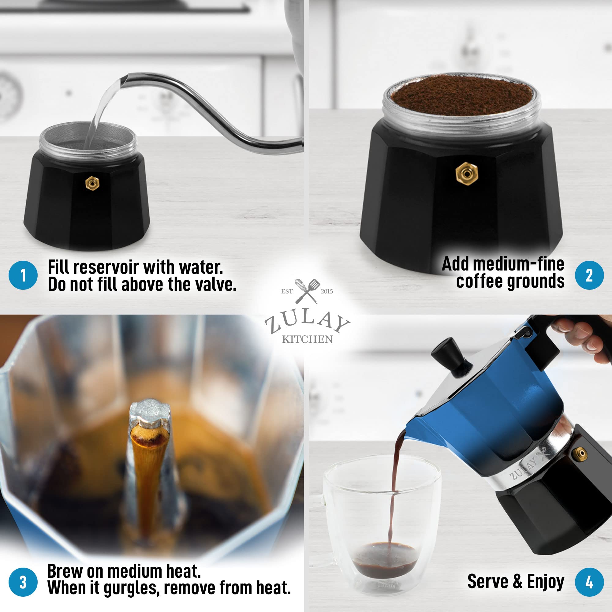 Mua Zulay Kitchen Stovetop Espresso Maker - Moka Pot 3 Espresso Cups ...