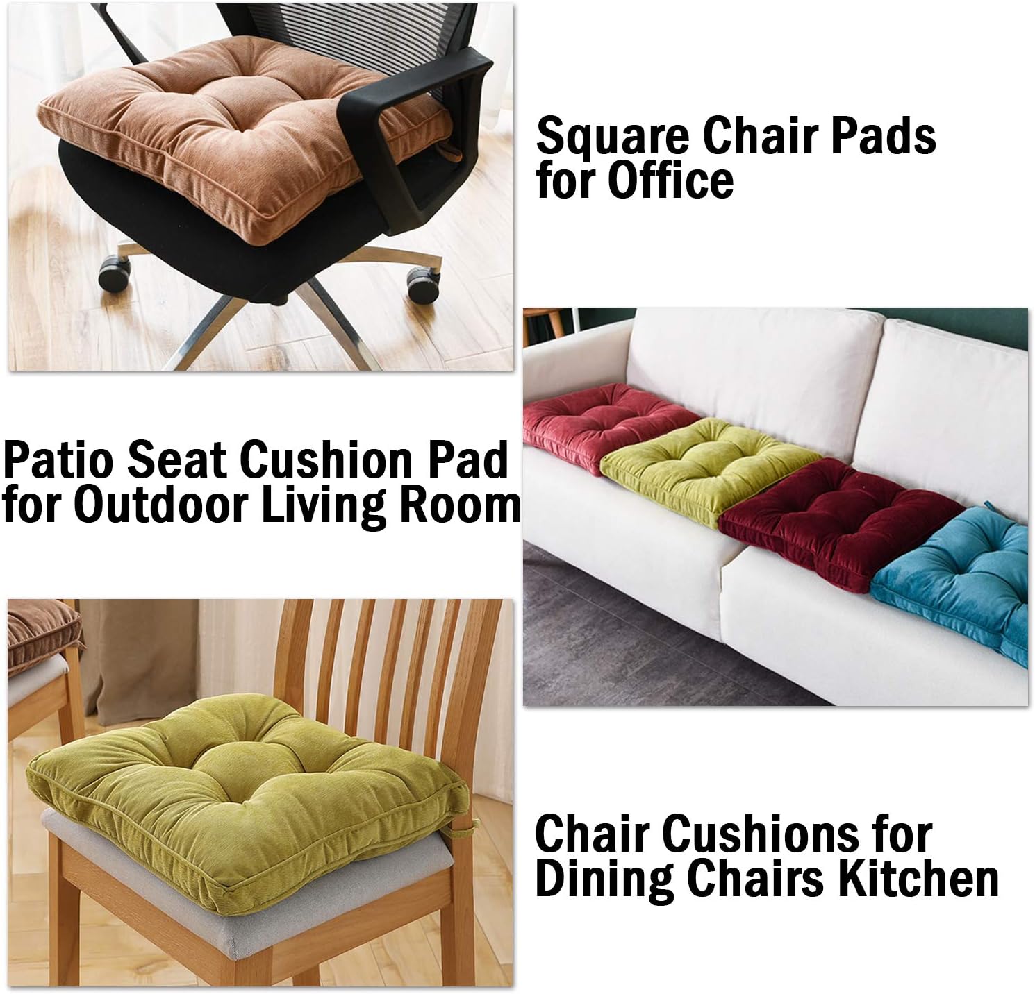 Tiita Patio Chair Pads Cushions 18 x 18 Inch Square Floor Pillows Pad for Outdoor Kitchen Dining Chairs with Ties Set of 2, Blue: Kitchen & Dining